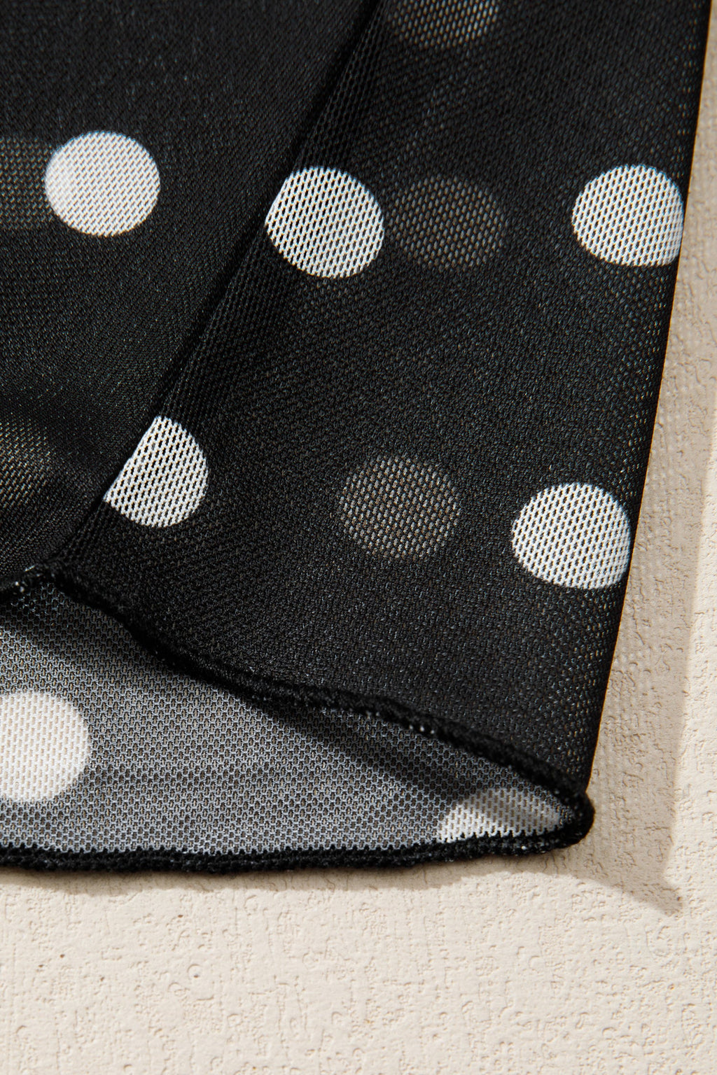 Polka Dot Sheer Mesh High Neck Tee