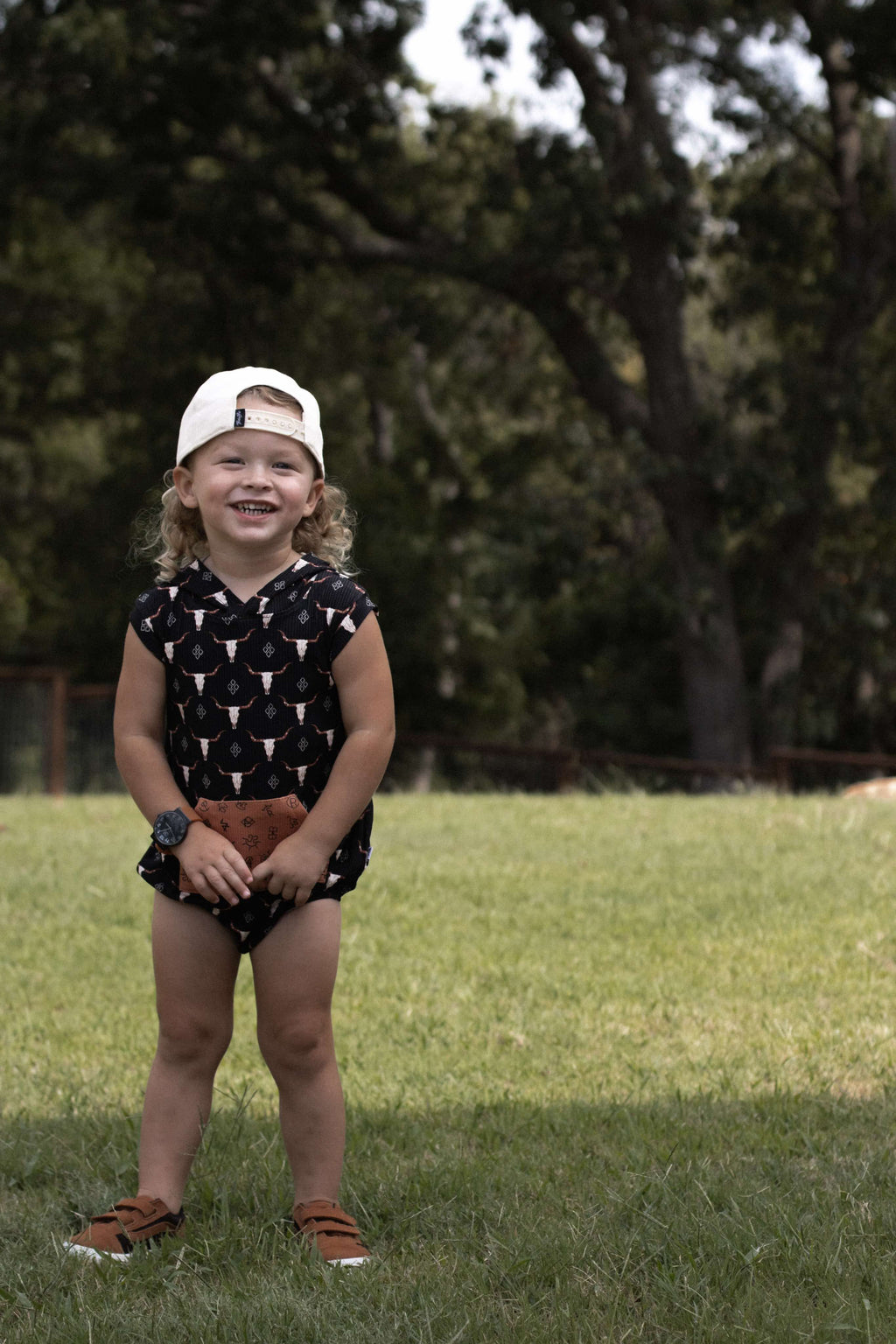 Ranch N Rust Hooded Romper