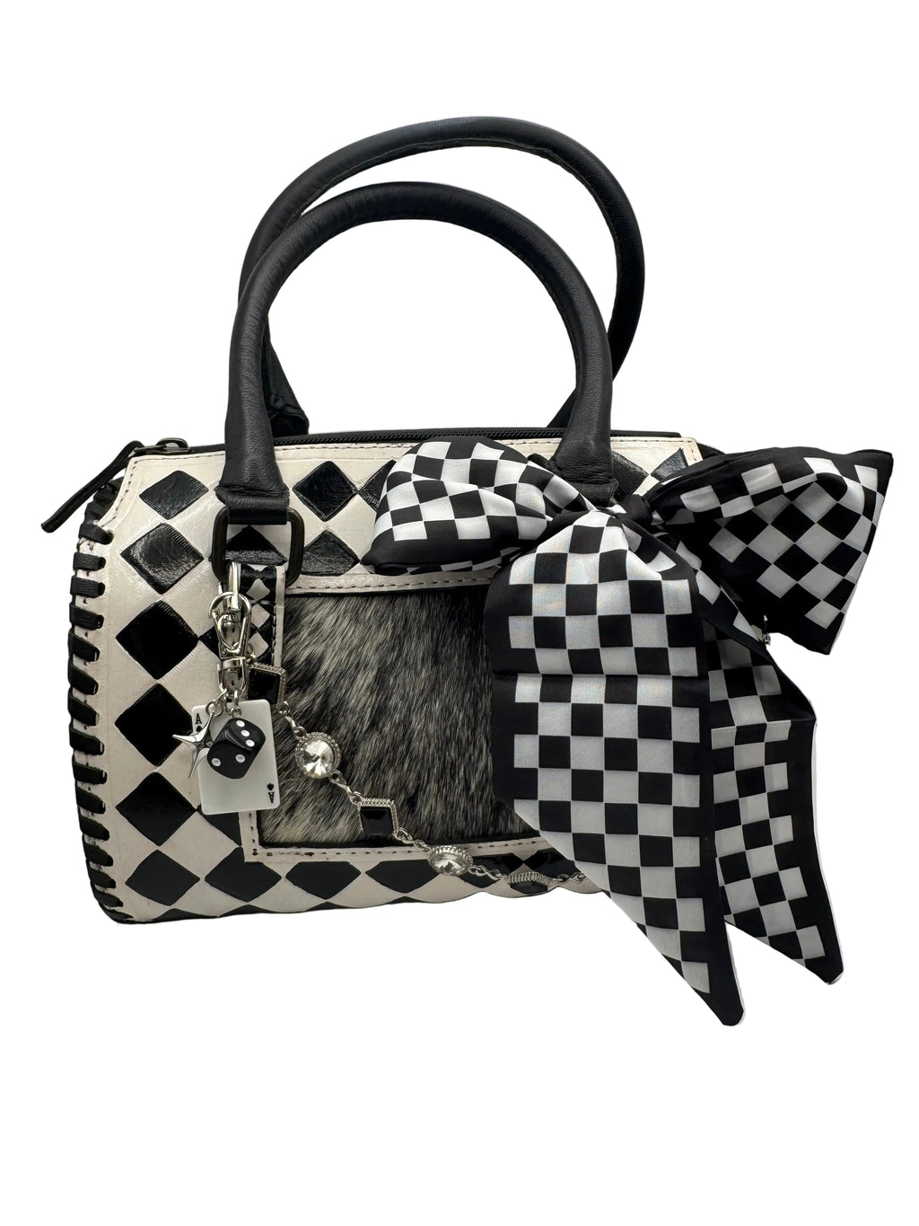 Blackjack Beauty Hair On Hide Checkered Leather Speedy Bag