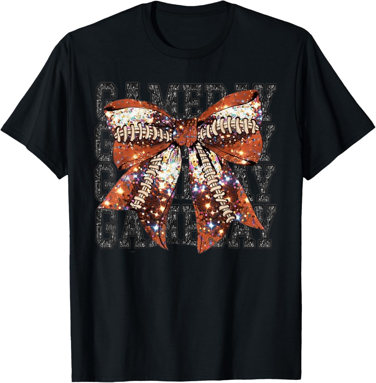 Game Day Football Bling Bling Football Lover Coquette Bow T-Shirt