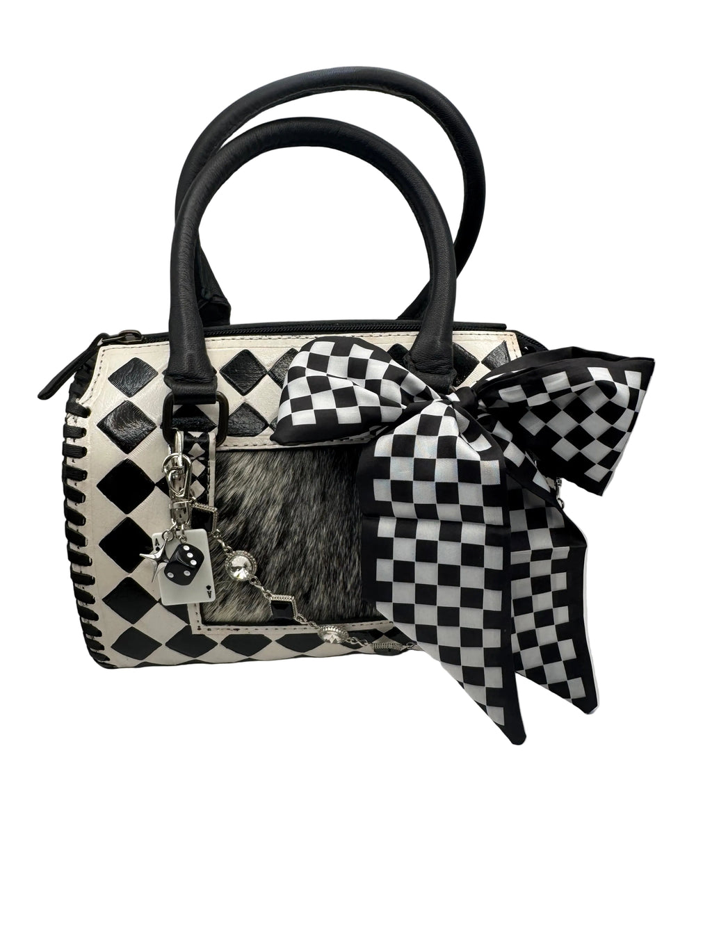 Blackjack Beauty Hair On Hide Checkered Leather Speedy Bag