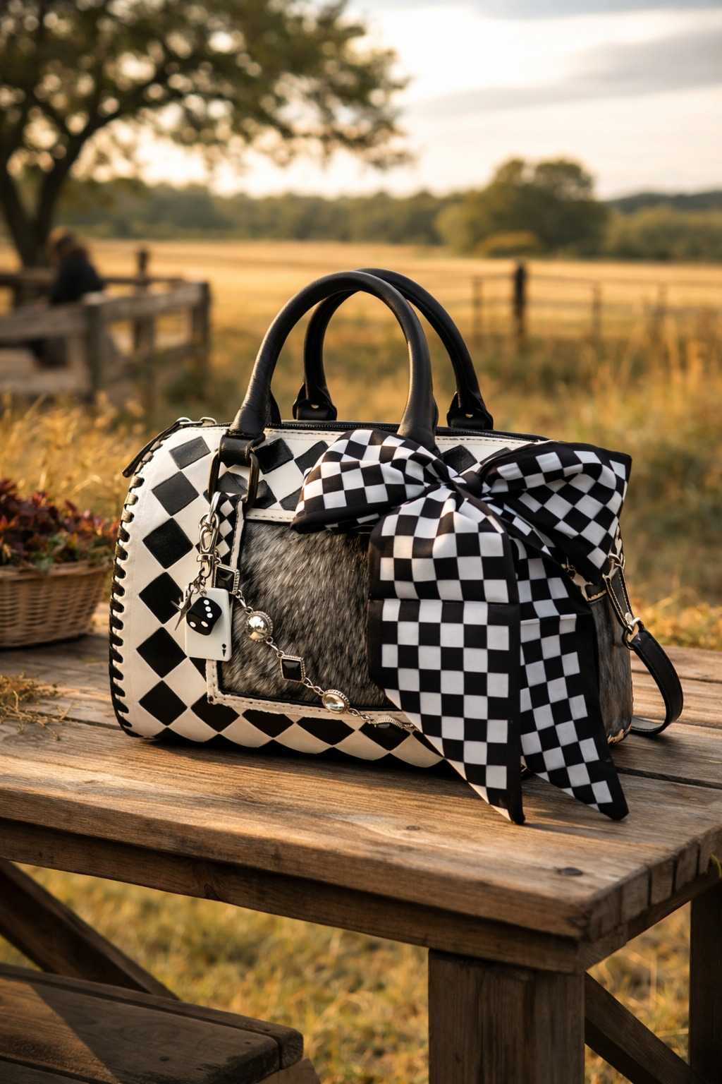 Blackjack Beauty Hair On Hide Checkered Leather Speedy Bag