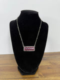 Pink Checkered Bar Necklace