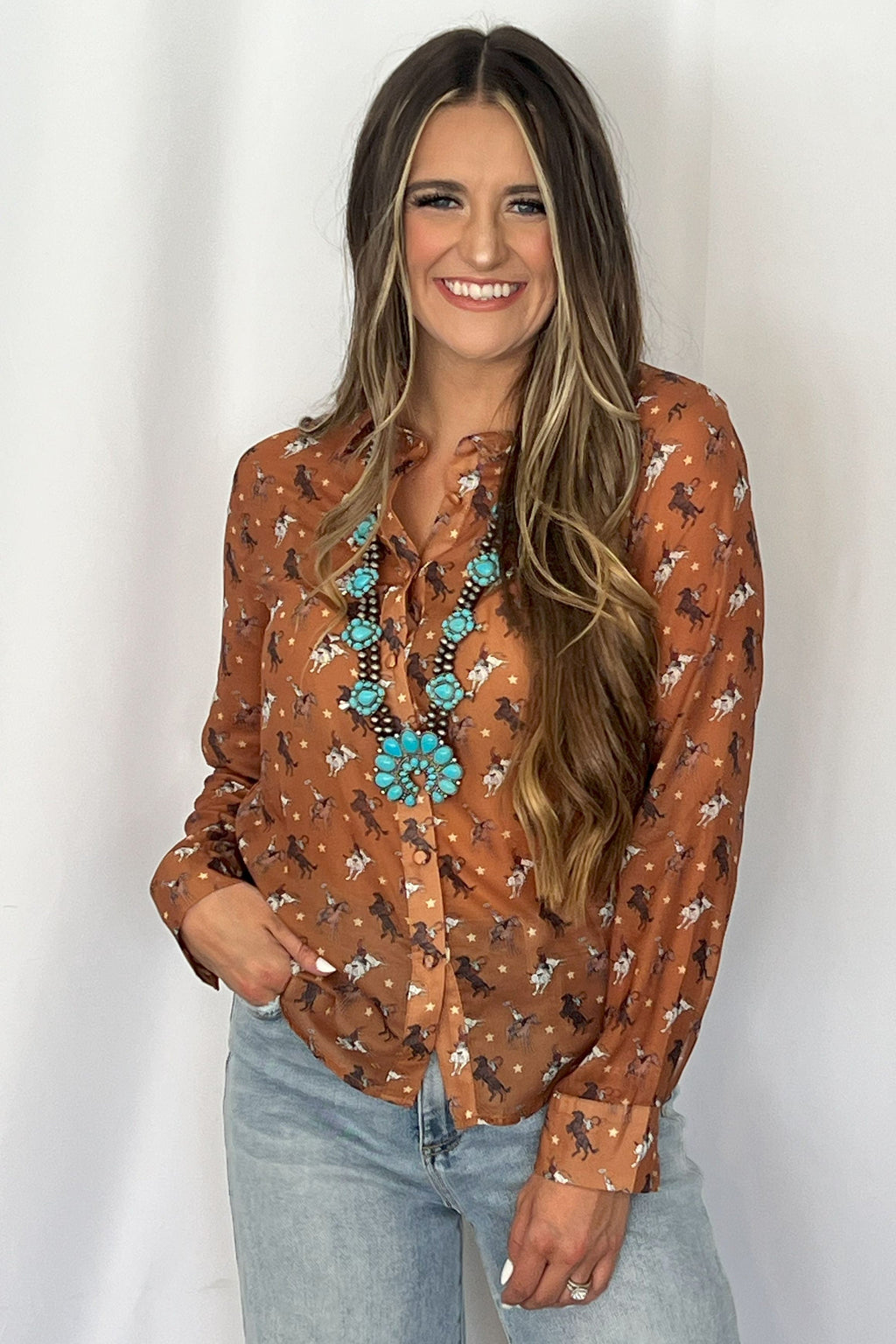 Huge Double Strand Faux Turquoise Squash Blossom Statement Necklace -  32 inch + 3