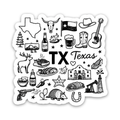 Texas The Lone Star State Doodle Icons Sticker