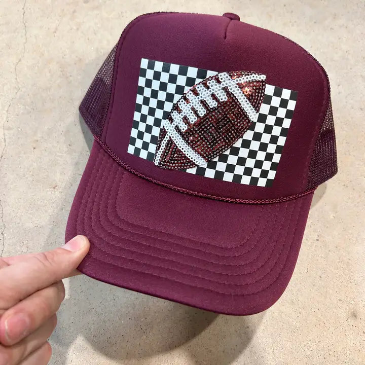 Retro Sequin Football Trucker
