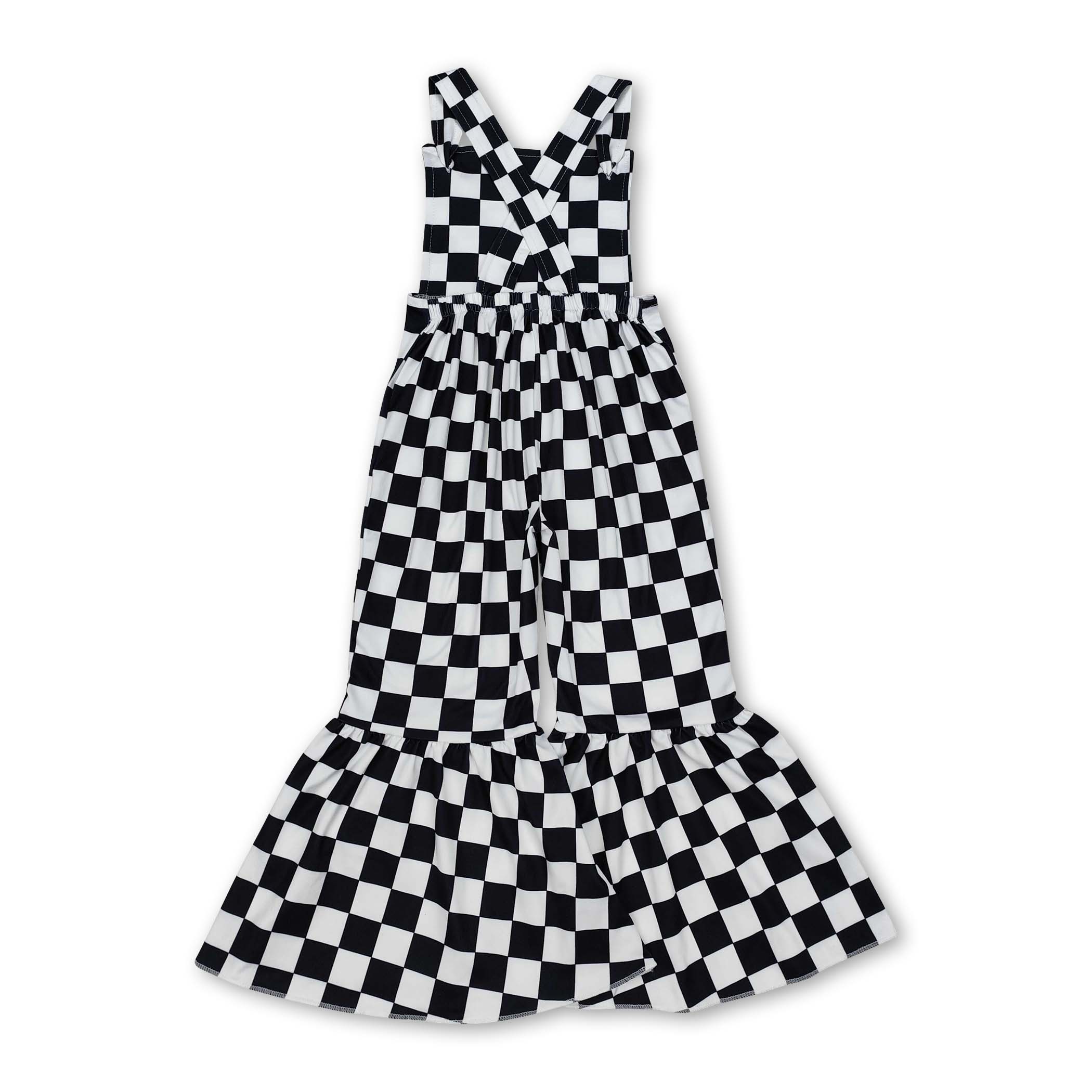 Black straps kids girls bell bottoms jumpsuit
