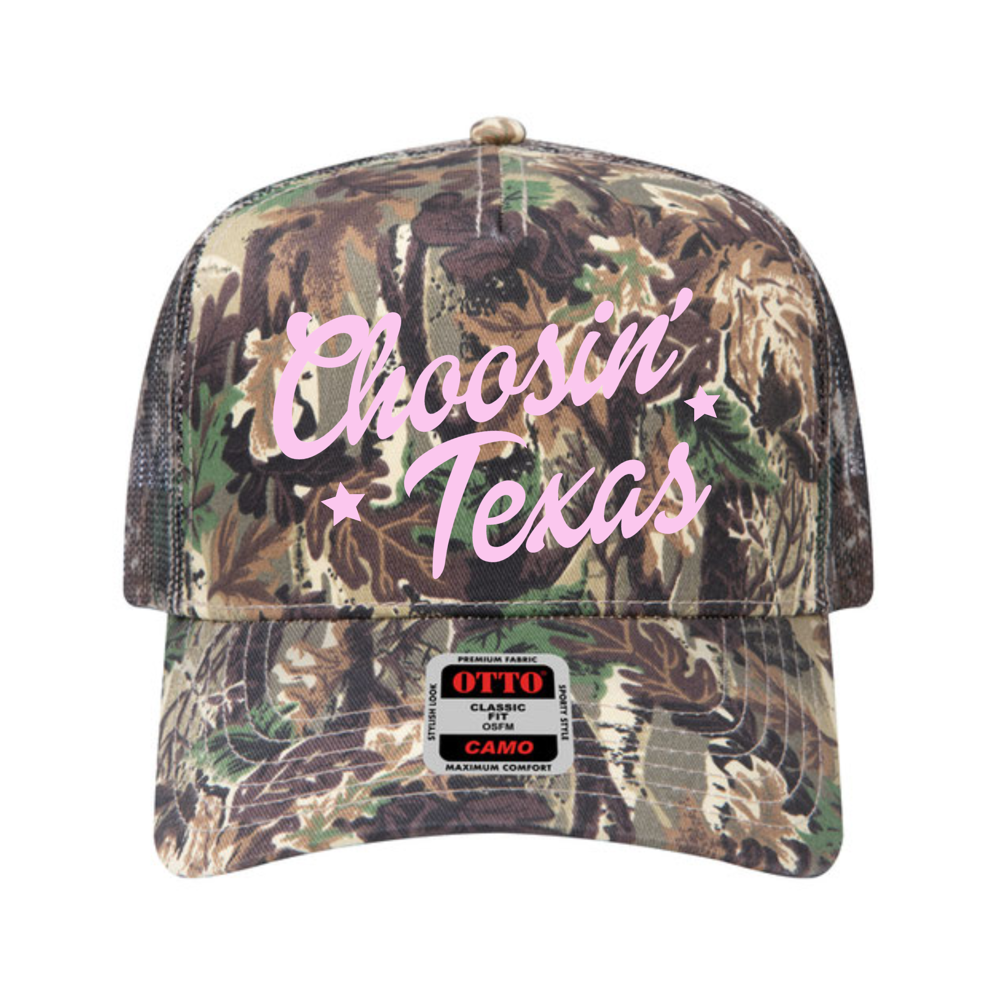 Choosin’ Texas Camo Trucker Hat | Western Country Graphic Hat | Texas Pride Baseball Cap
