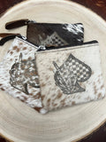 Cowhide Coin and card Purse - Ace and Skull Hand