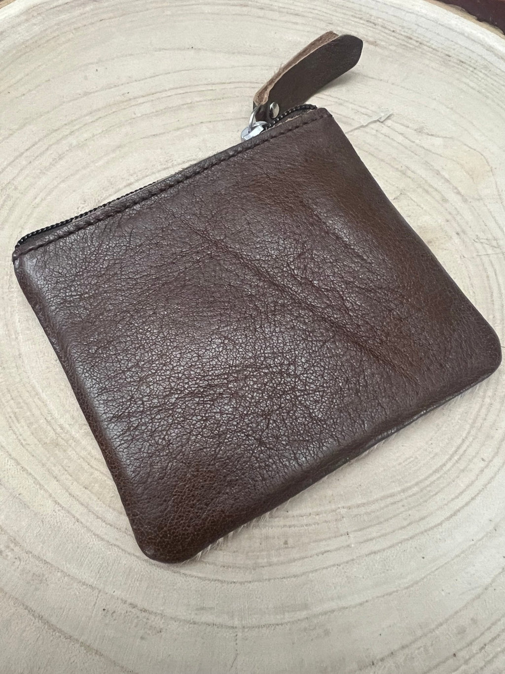 Cowhide Coin and card Purse - Ace and Skull Hand