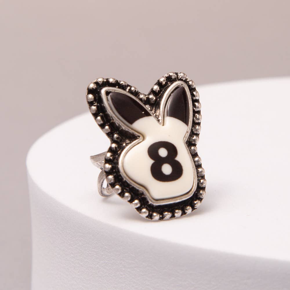 Western Bunny Eight Ball Cuff Ring