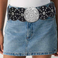 Western Belt Black Silver Circular Detail Cowboy Chic Stylish Accessory