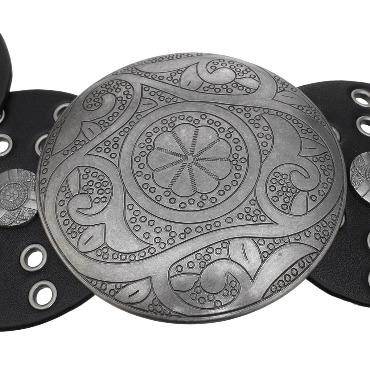 Western Belt Black Silver Circular Detail Cowboy Chic Stylish Accessory