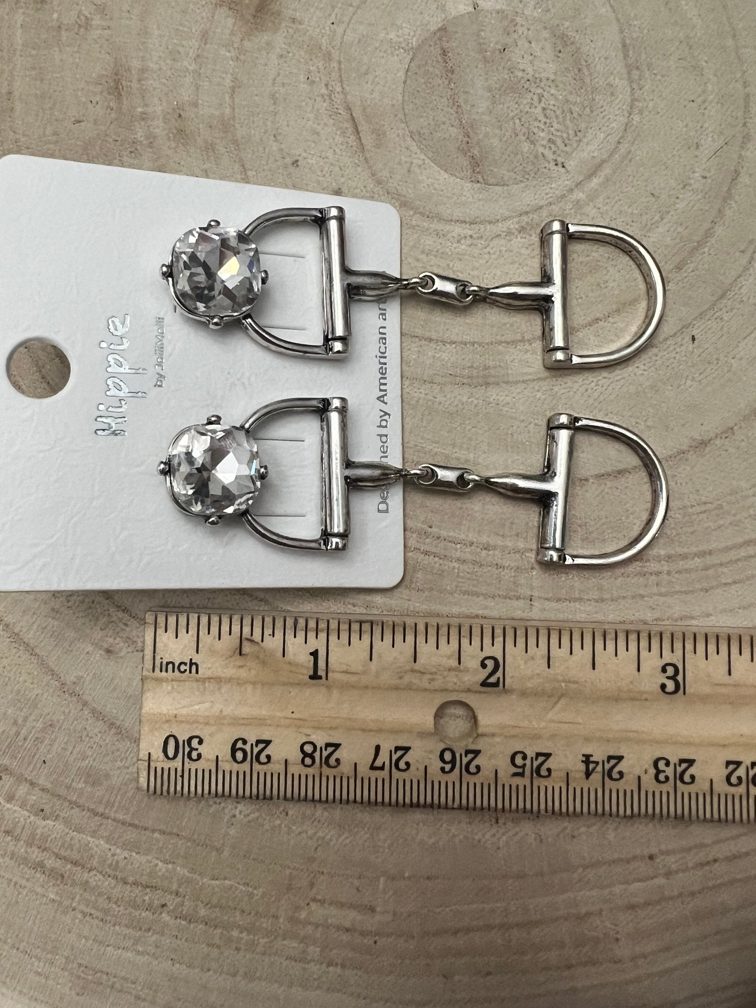 Large Western Horse Bit & Rhinestone Fashion Earrings - 3 inch drop!