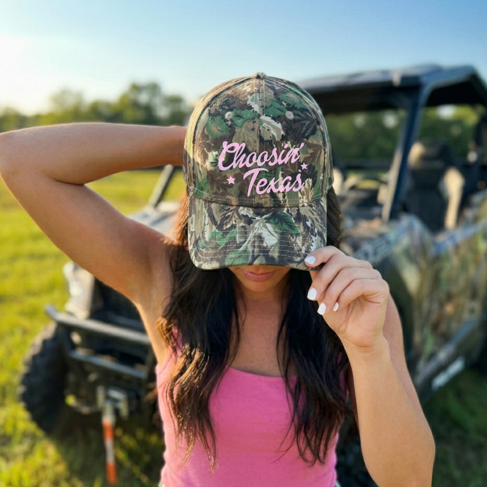 Choosin’ Texas Camo Trucker Hat | Western Country Graphic Hat | Texas Pride Baseball Cap