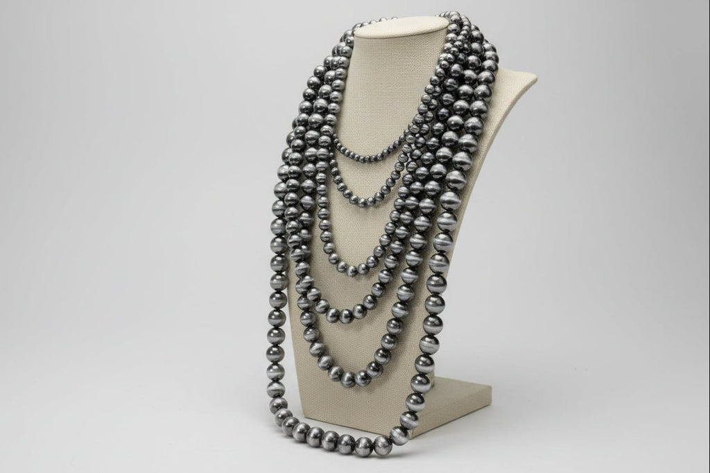 Six Row Faux Sterling Pearl Layered Necklace Set