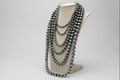 Six Row Faux Sterling Pearl Layered Necklace Set