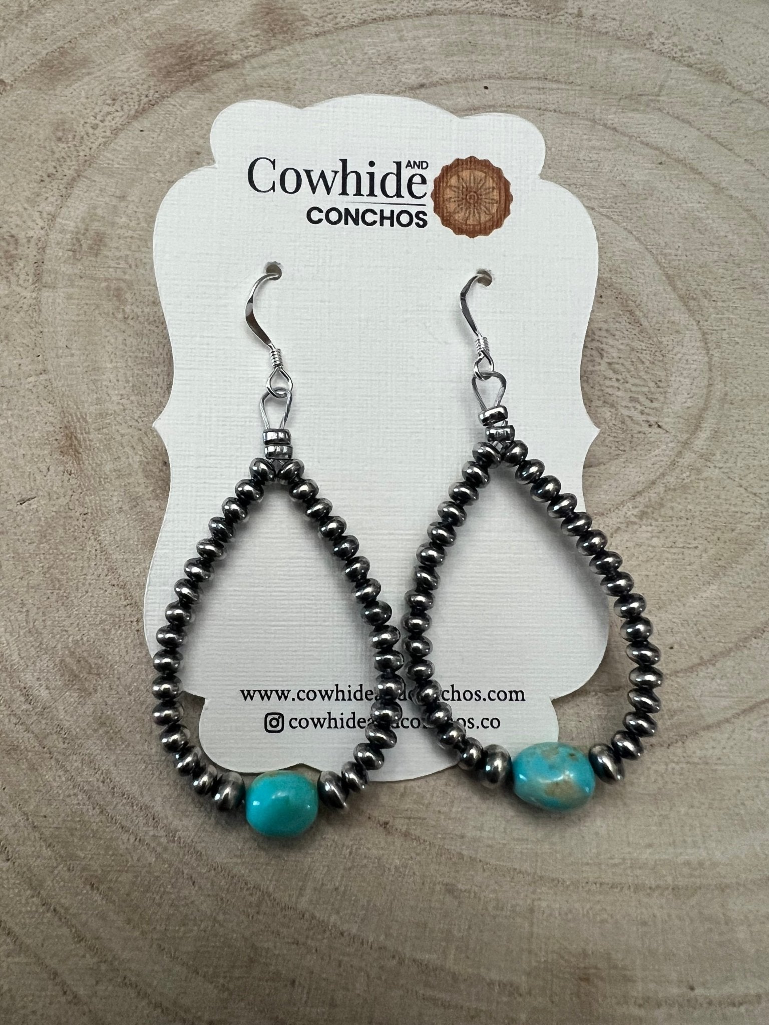 Sterling Silver Pearl & Turquoise Teardrop Earrings - 2 1/2 inch drop