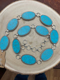 Turquoise Lynx Oval Western Concho Belt | Adjustable Southwest Style