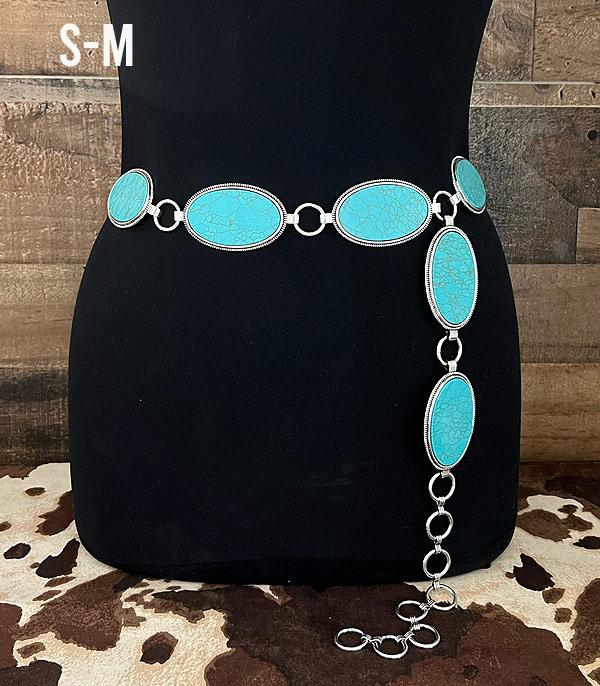 Turquoise Lynx Oval Western Concho Belt | Adjustable Southwest Style