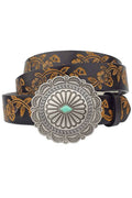 Western Concho Buckle with Hand Painted Belt