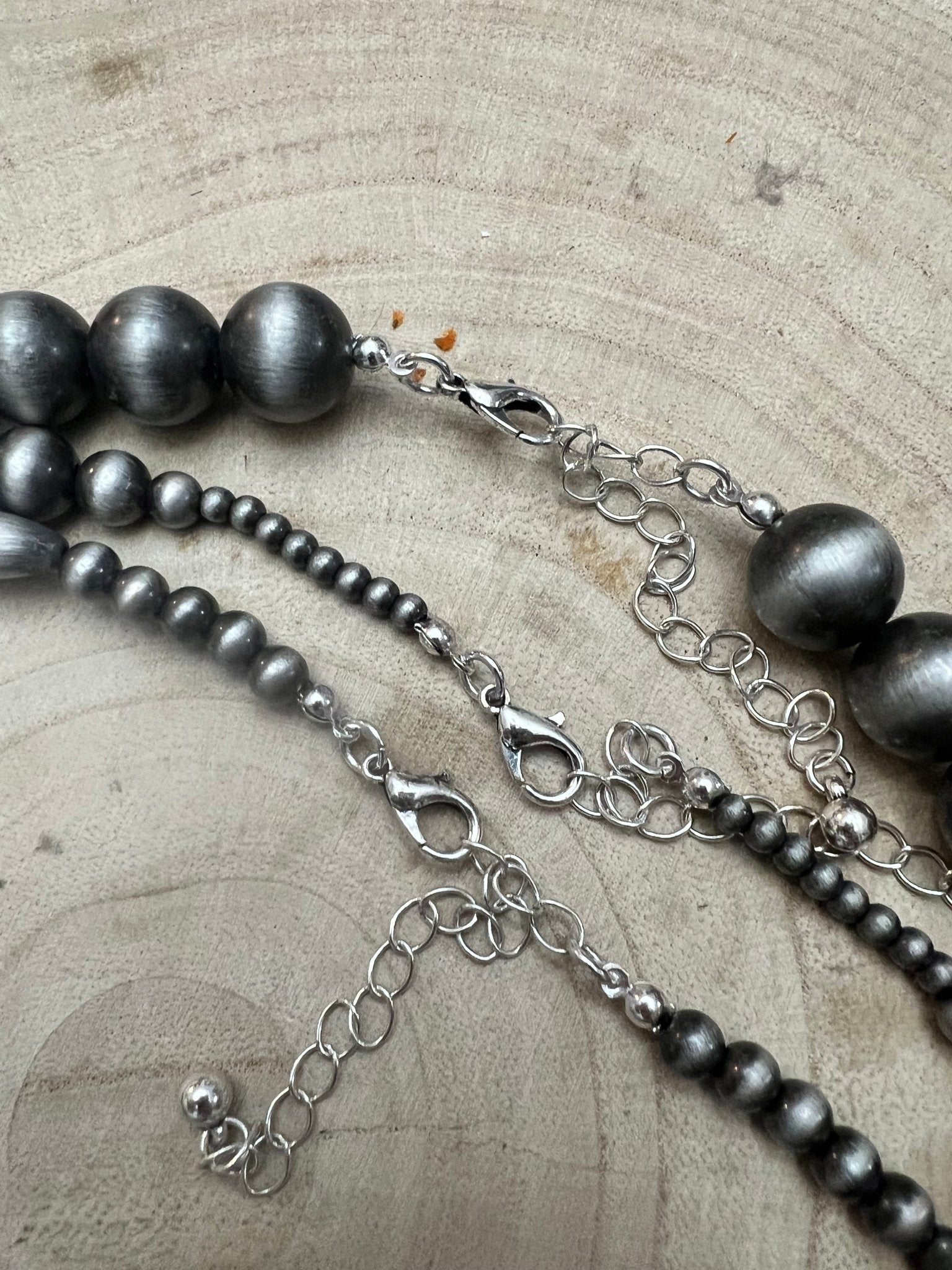 Western Faux Sterling Pearl Necklace Set - 18, 22 and 26 inch set