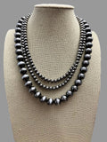Desert Dreamer 3-Strand Layered Western Faux Sterling Pearl Necklace
