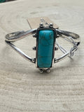 Silver Western Faux Turquoise Rectangle Cuff Bracelet