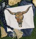 Vintage Wildflower Bull Skull Graphic Tee | Western Boho Shirt
